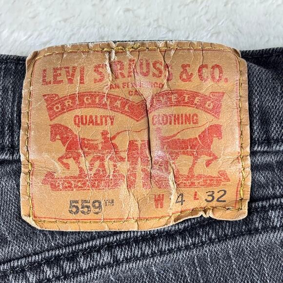 Levi's 559 Jeans Men's 34x32 Black Denim Faded Straight Leg Casual / Work - Picture 9 of 16